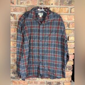 L.L. Bean Men's Casual Plaid Shirt - Red and Gray - Large